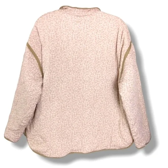 NEW BLANK NYC Reversible Quilted Puffy Cream/Pink Floral Print Button-up Jacket - Picture 11 of 13